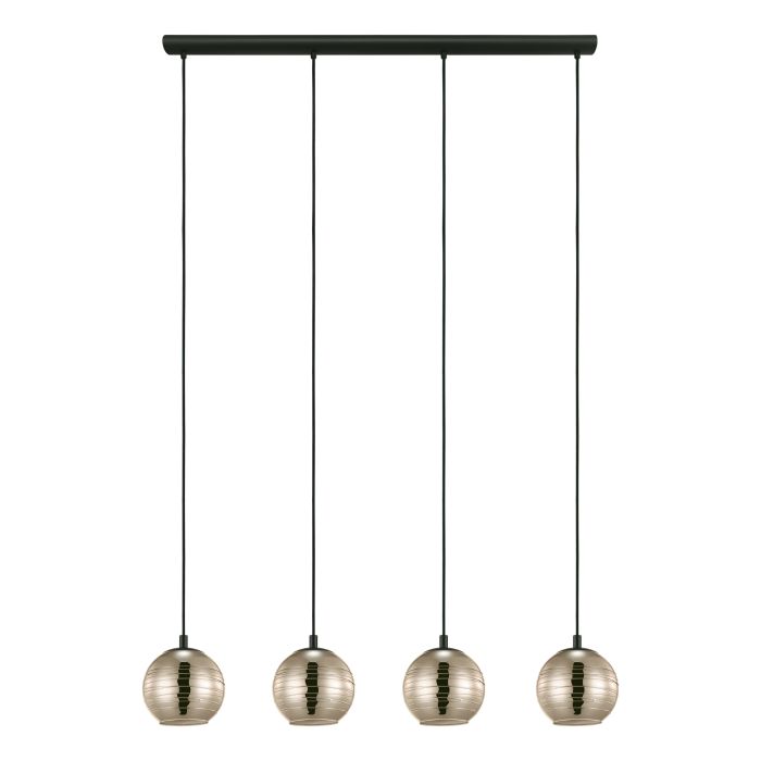Carregue imagem no visualizador da galeriaCandeeiro de teto LEMORIETA com 4 abajures em vidro dourado EGLO
