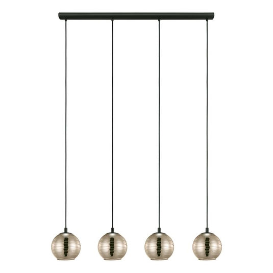 Candeeiro de teto LEMORIETA com 4 abajures em vidro dourado EGLO