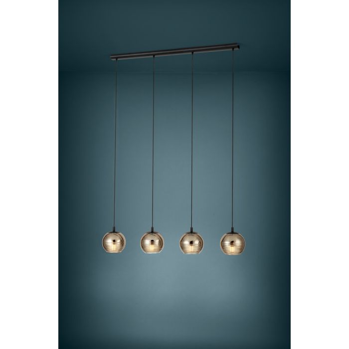 Carregue imagem no visualizador da galeriaCandeeiro de teto LEMORIETA com 4 abajures em vidro dourado EGLO

