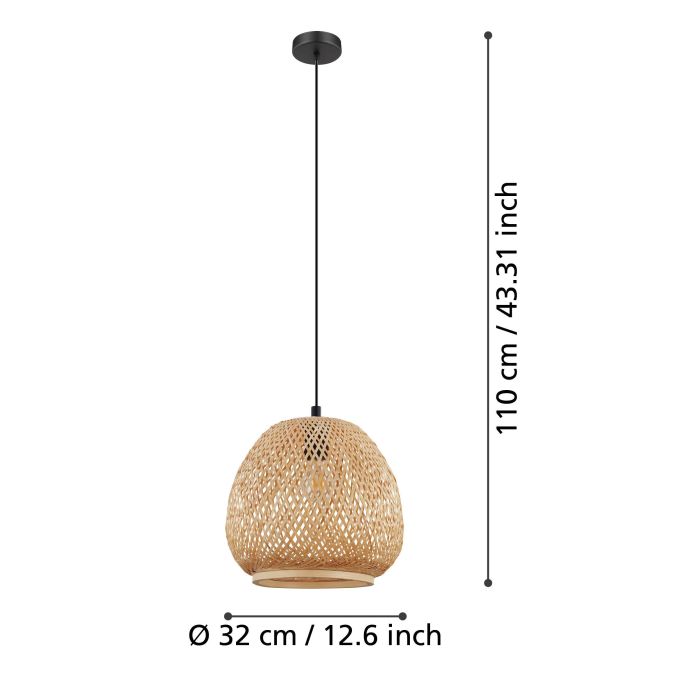 Carregue imagem no visualizador da galeriaDEMBLEBY Candeeiro de Teto Suspenso com Abajur em Vime Natural
