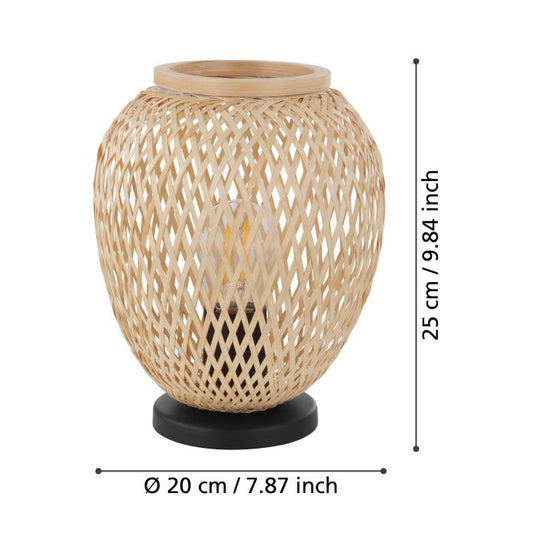 Candeeiro de Mesa com Abajur de Vime Natural DEMBLEBY EGLO