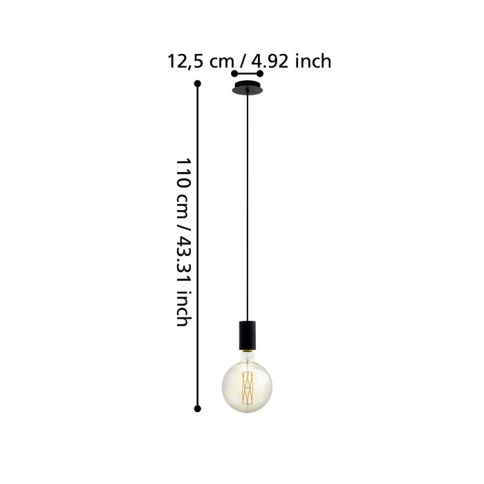 Cargue la imagen en el visor de la galería, Candeeiro de Teto POZUETA Preto Minimalista E27 EGLO
