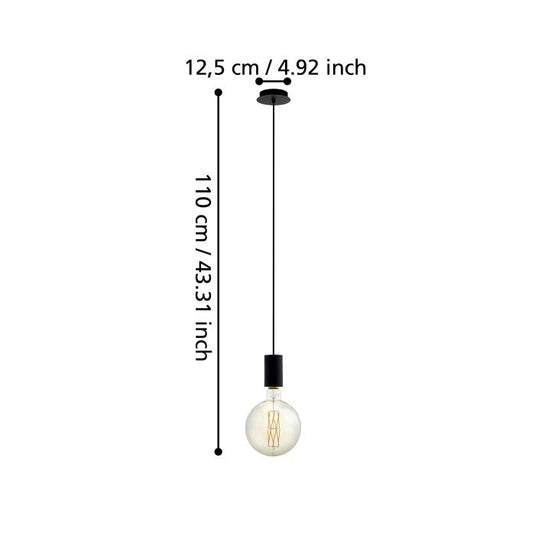 Candeeiro de Teto POZUETA Preto Minimalista E27 EGLO