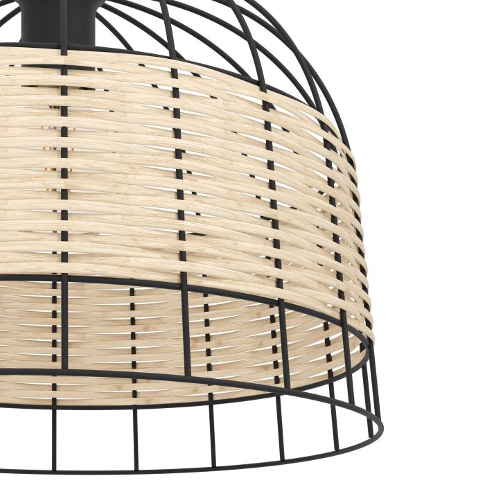 Carregue imagem no visualizador da galeriaCandeeiro de teto suspenso com moldura de metal preto e rotim ANWICK EGLO
