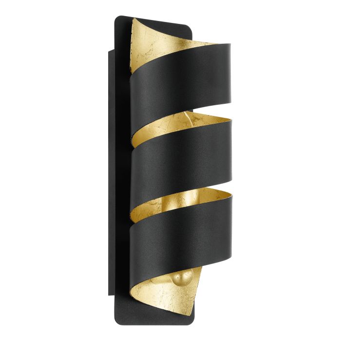 Carregue imagem no visualizador da galeriaAplique de Parede em Espiral Preto com Interior Dourado ELIZONDO EGLO
