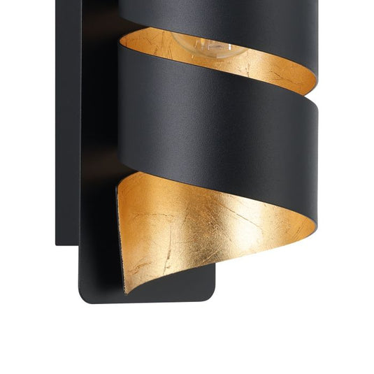 Aplique de Parede em Espiral Preto com Interior Dourado ELIZONDO EGLO