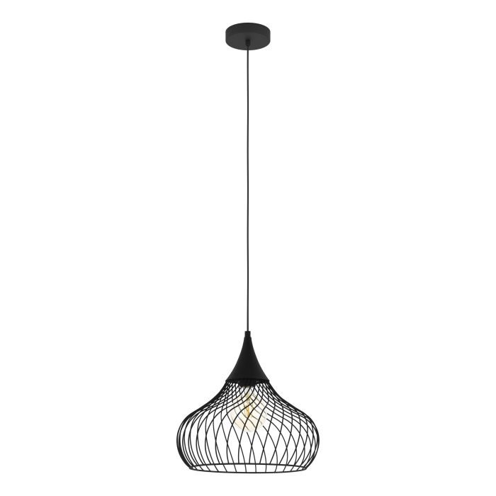 Carregue imagem no visualizador da galeriaCandeeiro de teto com abajur em arame preto STAVERTON EGLO
