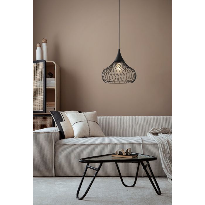Carregue imagem no visualizador da galeriaCandeeiro de teto com abajur em arame preto STAVERTON EGLO
