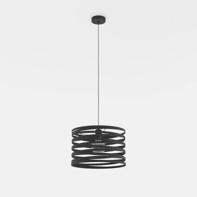 Chargez l'image dans la visionneuse de la galerie, Candeeiro de teto suspenso com abajur cilíndrico em metal preto CREMELLA EGLO
