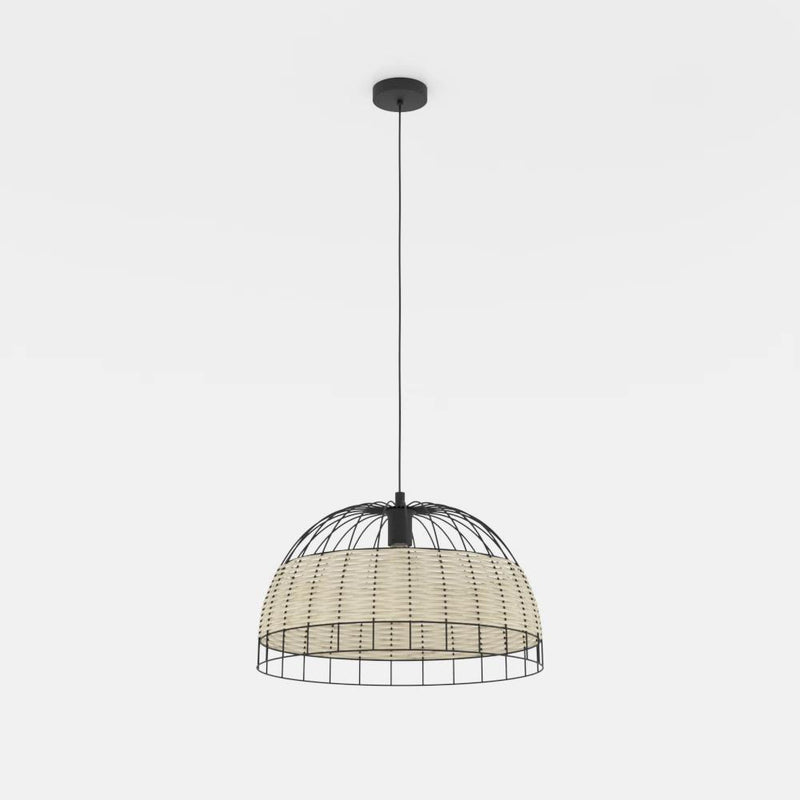Carregue imagem no visualizador da galeriaCandeeiro de teto suspenso com moldura preta e rotim ANWICK EGLO
