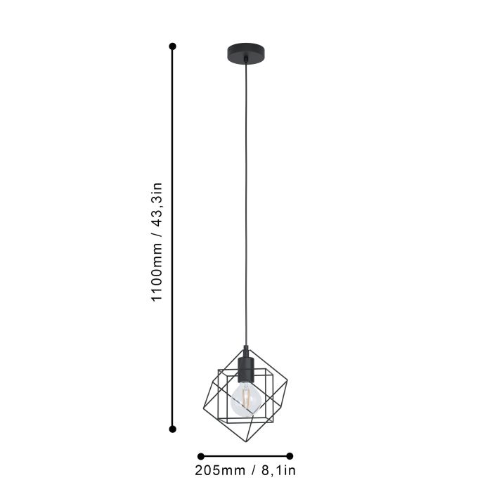 Carregue imagem no visualizador da galeriaCandeeiro de teto com estrutura em aço preto STRAITON EGLO
