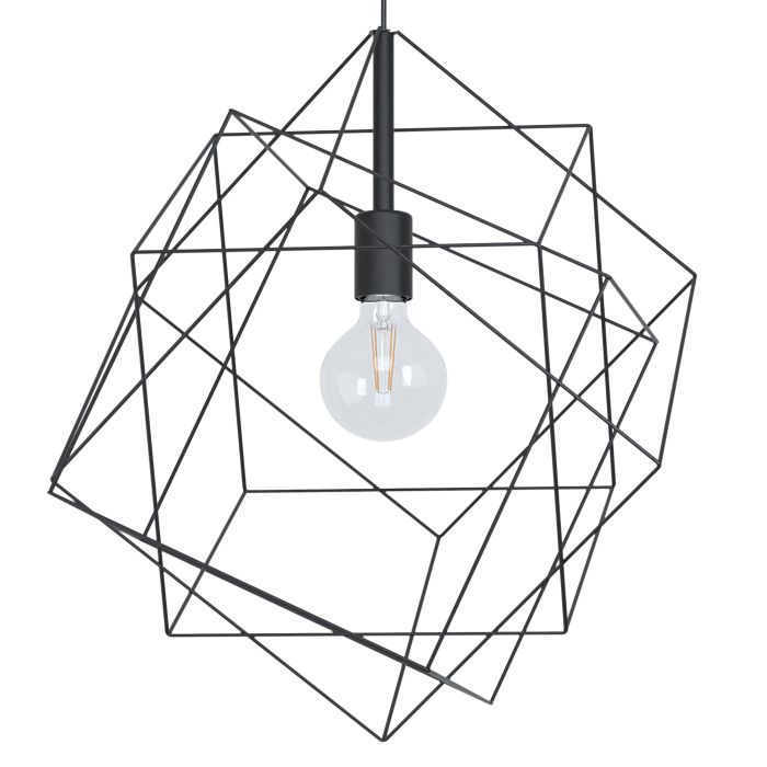 Carregue imagem no visualizador da galeriaCandeeiro de teto com abajur de arame preto STRAITON EGLO
