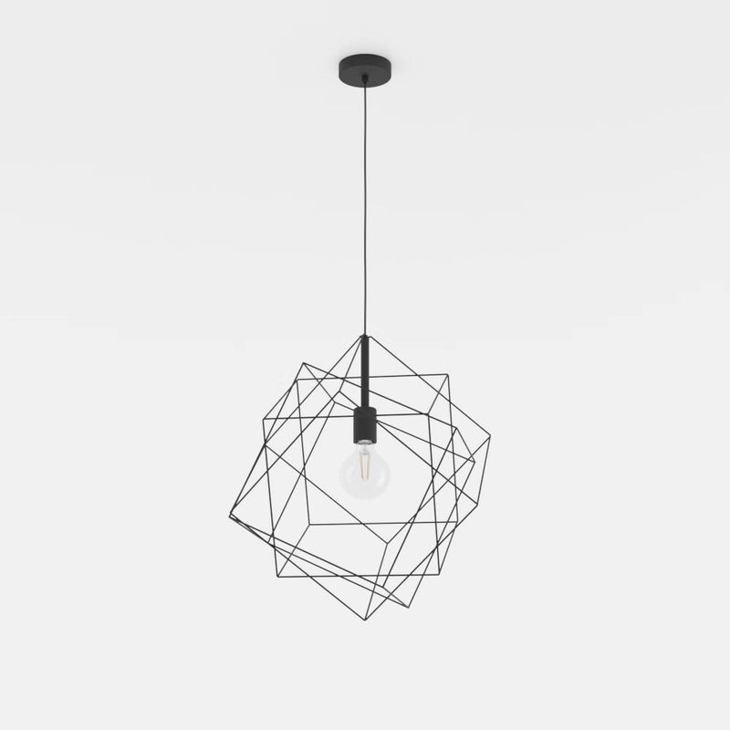 Carregue imagem no visualizador da galeriaCandeeiro de teto com abajur de arame preto STRAITON EGLO
