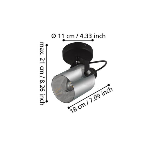 Foco de Parede com Vidro Vaporizado Preto BERREGAS EGLO