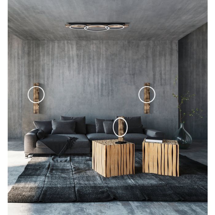 Carregue imagem no visualizador da galeriaAplique de Parede LED em Madeira Mosqueada e Metal Preto BOYAL EGLO
