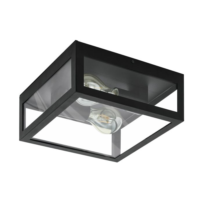 Load image into Gallery viewer, Plafon com Moldura de Metal Preto e Vidro Transparente AMEZOLA EGLO
