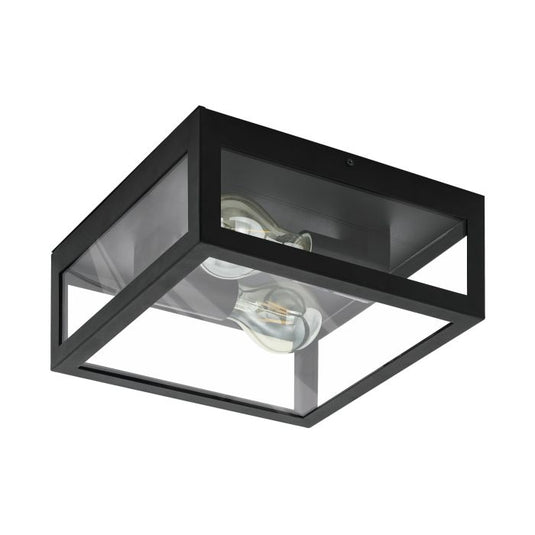 Plafon com Moldura de Metal Preto e Vidro Transparente AMEZOLA EGLO