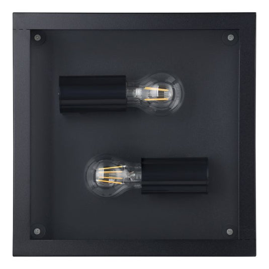Plafon com Moldura de Metal Preto e Vidro Transparente AMEZOLA EGLO