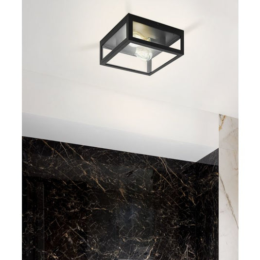 Plafon com Moldura de Metal Preto e Vidro Transparente AMEZOLA EGLO