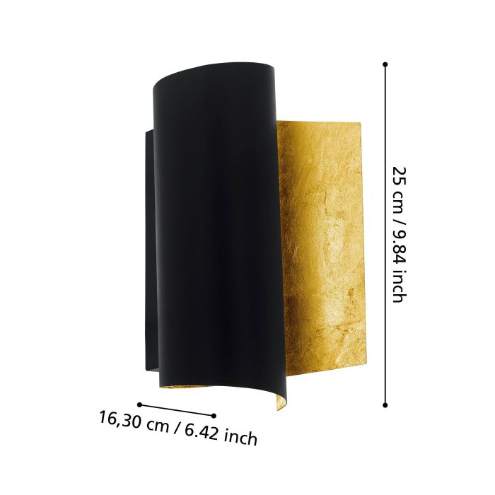 Load image into Gallery viewer, Aplique de Parede com Metal Preto e Folha de Ouro FALICETTO EGLO
