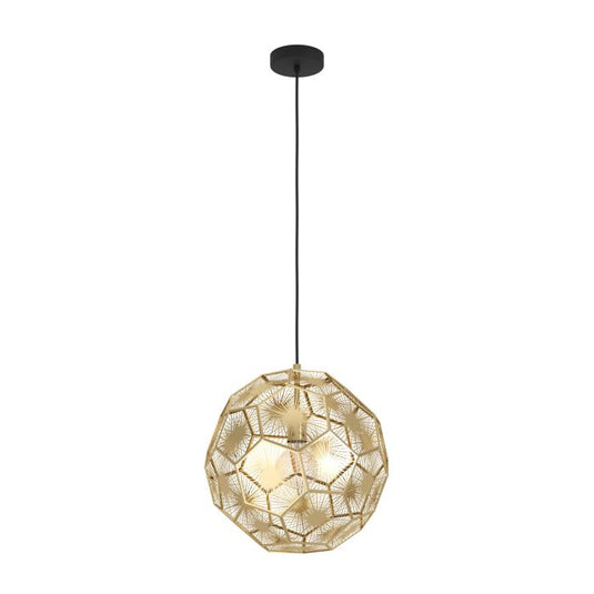 Candeeiro de teto com abajur metal latão e design geométrico SKOURA EGLO