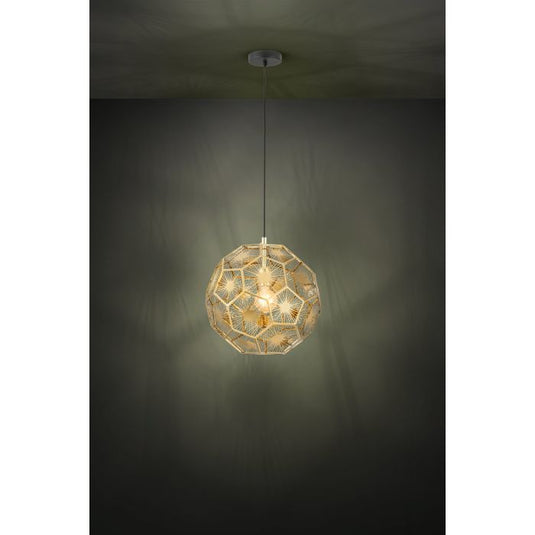Candeeiro de teto com abajur metal latão e design geométrico SKOURA EGLO