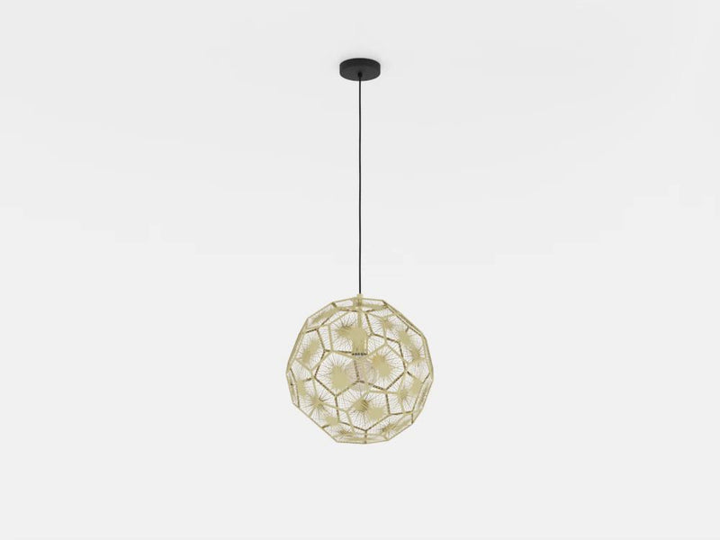 Cargue la imagen en el visor de la galería, Candeeiro de teto com abajur metal latão e design geométrico SKOURA EGLO
