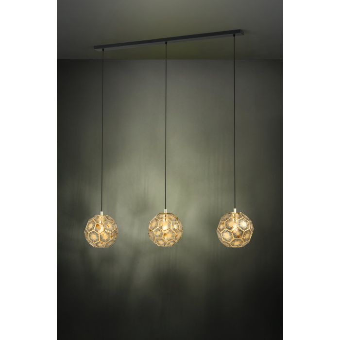 Carregue imagem no visualizador da galeriaCandeeiro de teto com três abajures em metal latão SKOURA EGLO
