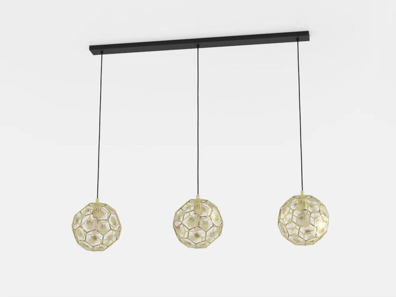 Carregue imagem no visualizador da galeriaCandeeiro de teto com três abajures em metal latão SKOURA EGLO
