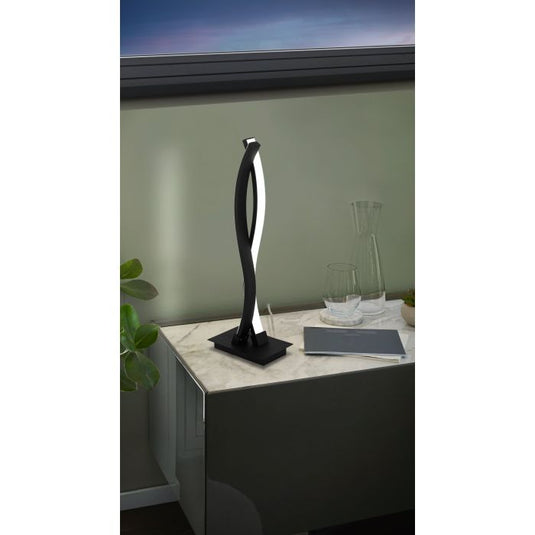 Candeeiro de Mesa LED com Dois Perfis Curvos em Metal Preto LASANA 3 EGLO
