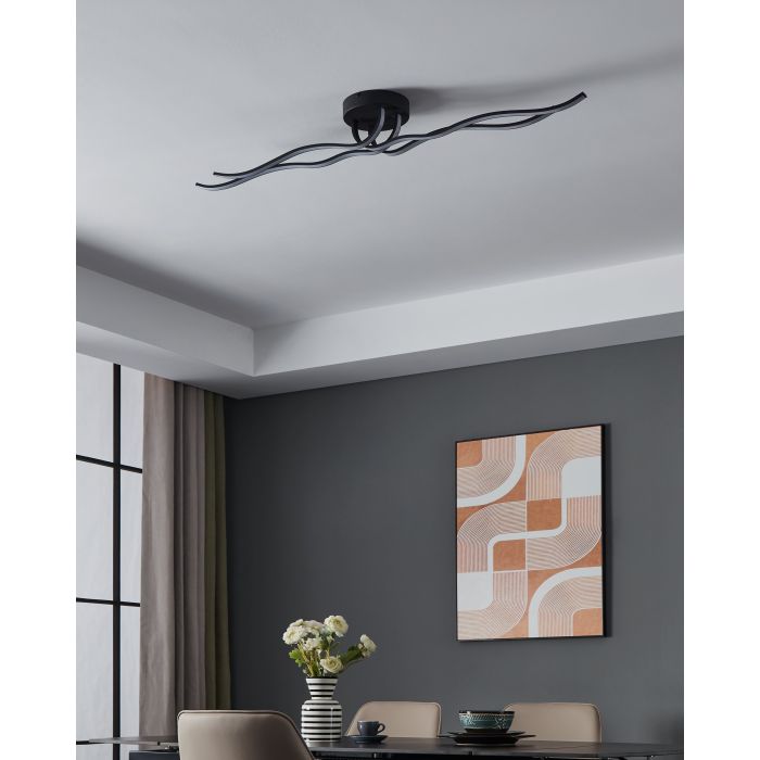 Cargue la imagen en el visor de la galería, Plafon LED de Teto em Metal Preto RONCADE 1 EGLO

