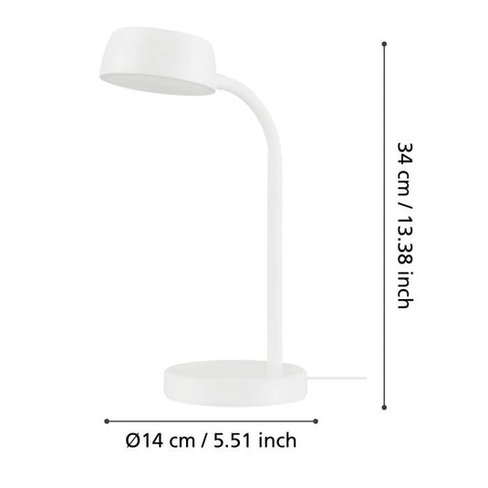 Candeeiro de Mesa LED em Plástico Branco CABALES EGLO