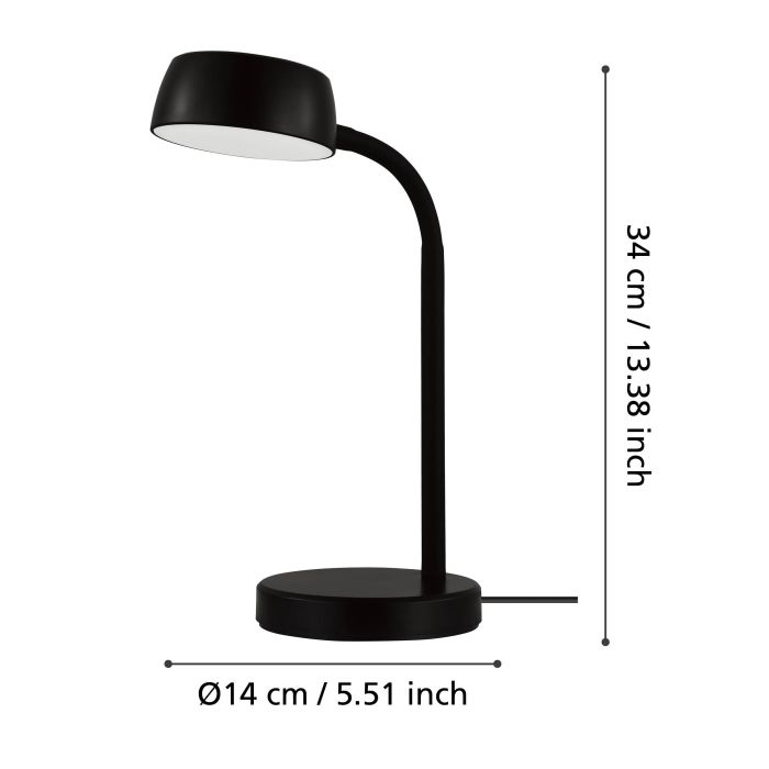 Load image into Gallery viewer, Candeeiro de Mesa LED Preto com Luz Branca Quente CABALES EGLO
