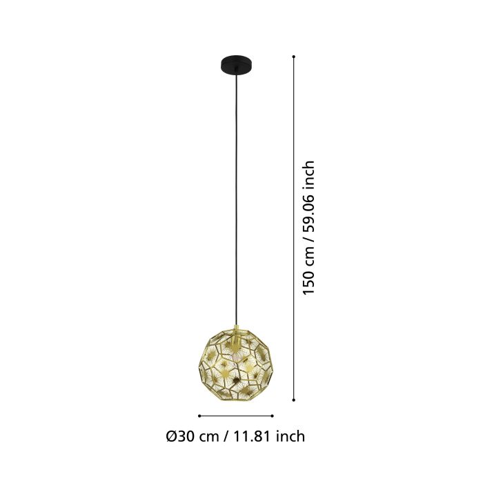Carregue imagem no visualizador da galeriaCandeeiro de teto com abajur metálico cor de latão SKOURA EGLO
