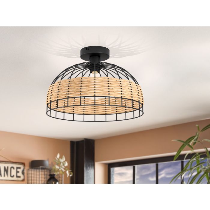 Carregue imagem no visualizador da galeriaCandeeiro de teto com rotim natural ANWICK EGLO
