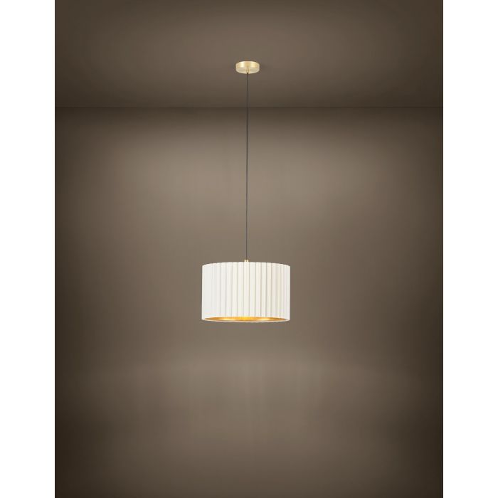 Carregue imagem no visualizador da galeriaCandeeiro de teto com abajur redondo de veludo branco TAMARESCO EGLO
