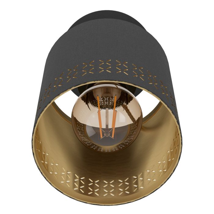 Cargue la imagen en el visor de la galería, Foco de Parede ou Teto com Tecido Preto e Interior Dourado ESTEPERRA EGLO
