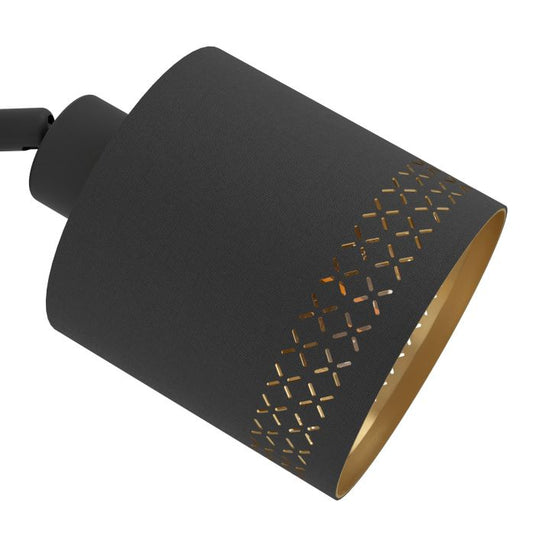 Foco de Parede ou Teto com Tecido Preto e Interior Dourado ESTEPERRA EGLO