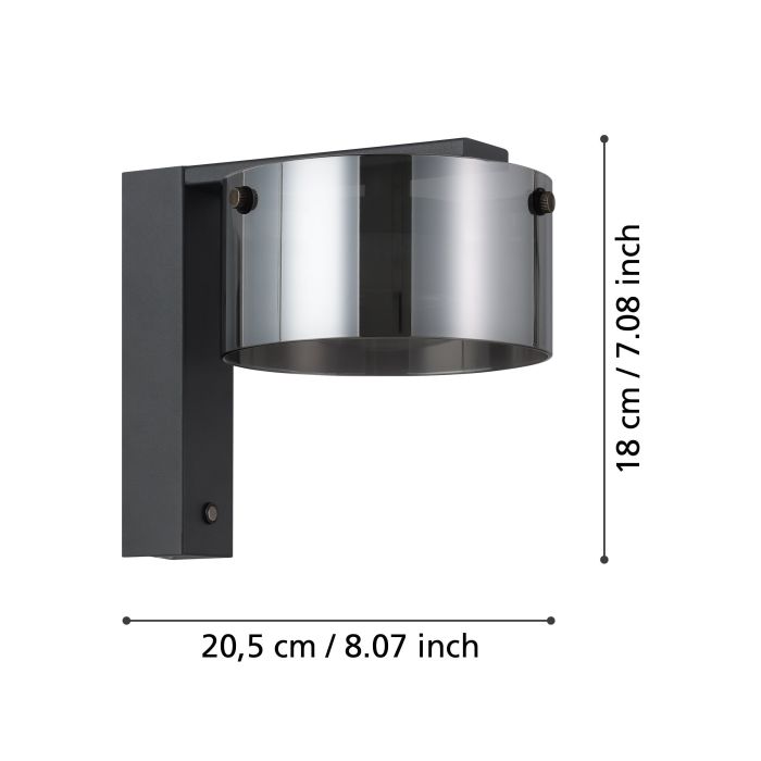 Carregue imagem no visualizador da galeriaAplique de Parede LED com Vidro Preto Fumado COPILLOS EGLO
