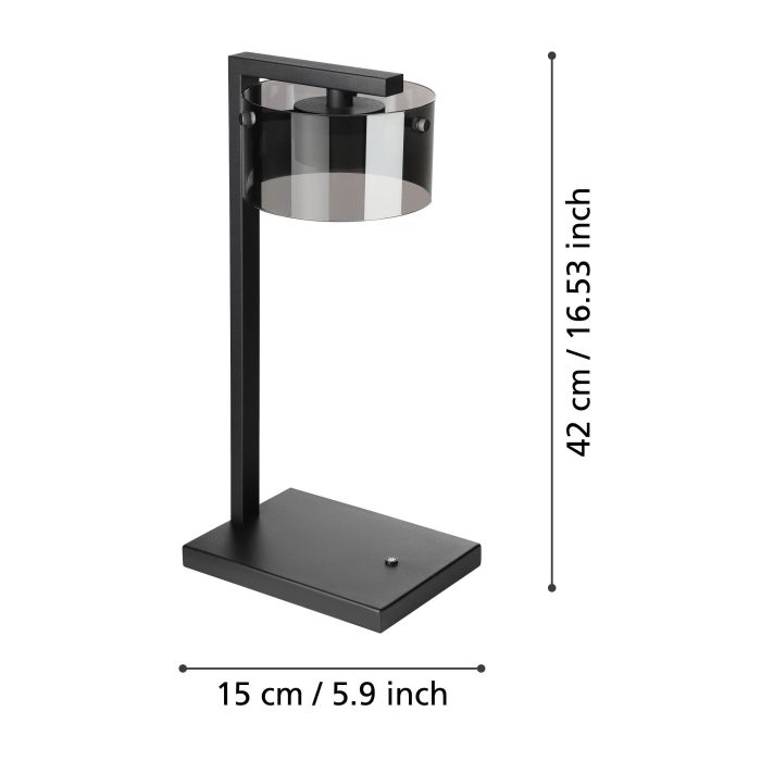 Chargez l'image dans la visionneuse de la galerie, Candeeiro de Mesa LED com Base de Metal Preto e Vidro Fumado COPILLOS EGLO
