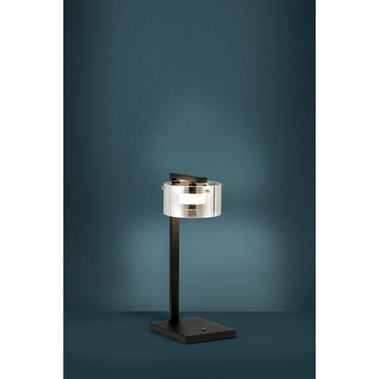 Candeeiro de Mesa LED com Base de Metal Preto e Vidro Fumado COPILLOS EGLO