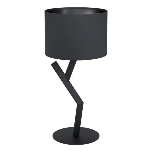 Candeeiro de Mesa com Base em Metal e Abajur Têxtil Preto BALNARIO EGLO