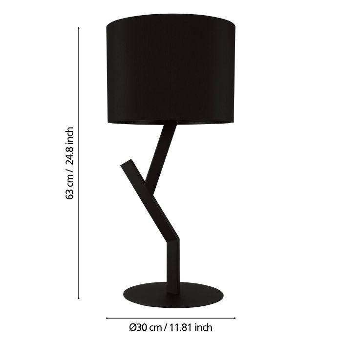 Chargez l'image dans la visionneuse de la galerie, Candeeiro de Mesa com Base em Metal e Abajur Têxtil Preto BALNARIO EGLO
