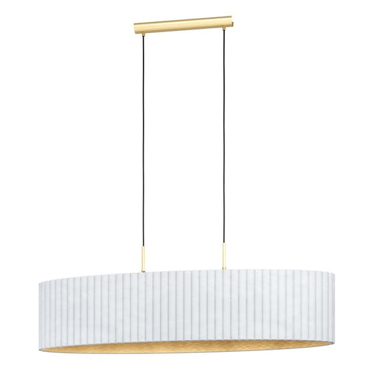 Candeeiro de teto com abajur oval em veludo branco e dourado TAMARESCO EGLO