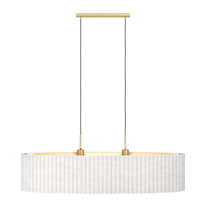 Carregue imagem no visualizador da galeriaCandeeiro de teto com abajur oval em veludo branco e dourado TAMARESCO EGLO
