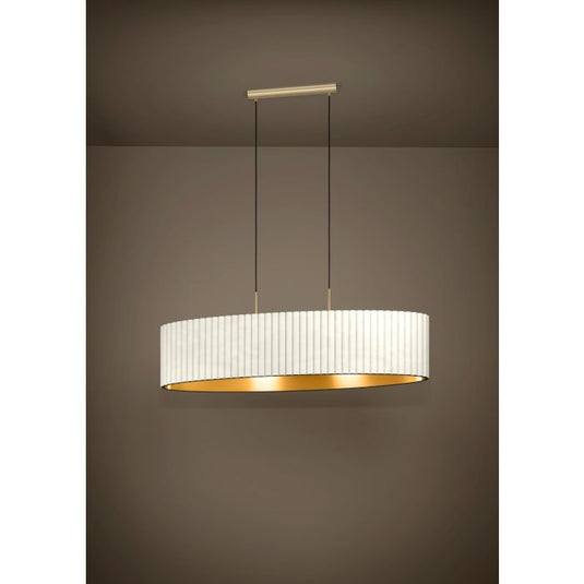 Candeeiro de teto com abajur oval em veludo branco e dourado TAMARESCO EGLO