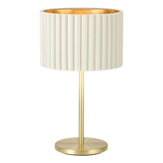 Candeeiro de Mesa com Base em Latão Escovado e Abajur em Veludo Branco TAMARESCO EGLO