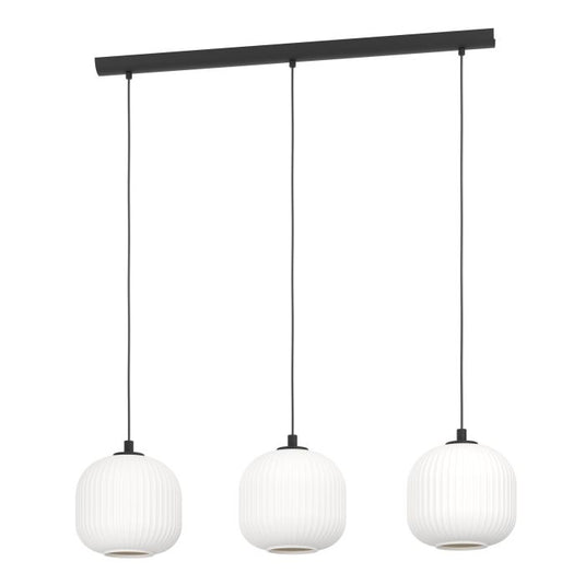 Candeeiro de teto com três abajures de vidro branco MANTUNALLE EGLO