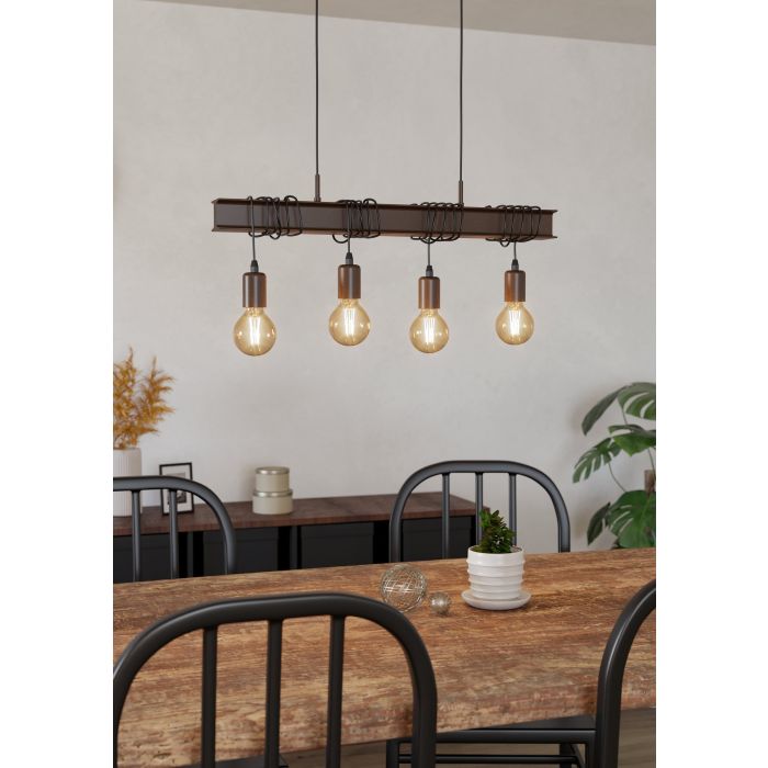 Carregue imagem no visualizador da galeriaCandeeiro de teto suspenso com 4 lâmpadas TOWNSHEND EGLO
