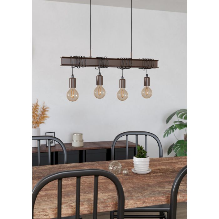 Carregue imagem no visualizador da galeriaCandeeiro de teto suspenso com 4 lâmpadas TOWNSHEND EGLO
